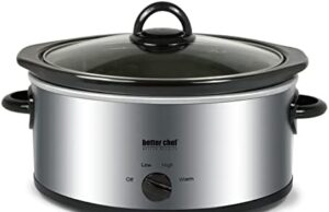 Review of Better Chef Oval Slow Cooker | 3-Quart | 3-Tempature Settings | Side Handles | Glass Lid | Enamel Stoneware Insert (Stainless-Steel)