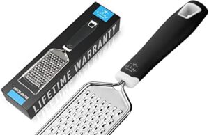 Review of Zulay Kitchen Professional Cheese Grater Stainless Steel – Durable Rust-Proof Metal Lemon Zester Grater With Handle – Flat Handheld Grater For Cheese, Chocolate, Spices, And More – Black