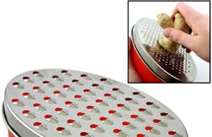 Review of Cheese Grater Citrus Lemon Zester with Food Storage Container & Lid – Perfect For Hard Parmesan Or Soft Cheddar Cheeses, Ginger, Vegetables, Butter, Chocolate & Nutmeg (Red)
