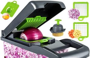 Review of Vegetable Chopper, Pro Onion Chopper, Multifunctional 13 in 1 Food Chopper, Kitchen Vegetable Slicer Dicer Cutter,Veggie Chopper With 8 Blades,Carrot and Garlic Chopper With Container