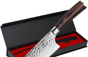 Review of Janpanese Chef Knife 8'' | Hammered Design | imarku