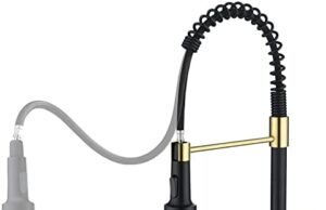 Review of DREAMIND Kitchen Faucets with Pull Down Sprayer,Commercial Single Handle Spring Kitchen Sink Faucets with Pull Out Sprayer, Single Lever Faucet for Farmhouse/RV/Kitchen, Champagne Gold/Matte Black