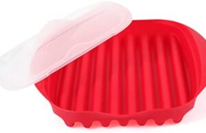 Review of Microwave Bacon Maker/Cooker with Lid, Meat Grill Plate for Valentine’s Day ,Easy More Quickly and Safely Easyly Make Crispy Bacon 10.82″ L x9.64″ W x 2.67″ H, Red