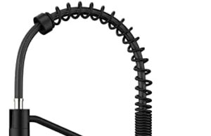 Review of FORIOUS Black Kitchen Faucet with Pull Down Sprayer, Single Handle Single Lever Kitchen Sink Faucet with Deck Plate, Matte Black Commercial rv Stainless Steel Kitchen Faucets, 1 Or 3 Hole Compatible