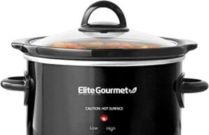Review of Elite Gourmet MST-350B Electric Oval Slow Cooker, Adjustable Temp, Entrees, Sauces, Stews & Dips, Dishwasher Safe Glass Lid & Crock (3 Quart, Black)