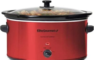 Review of Elite Gourmet MST-900RXT Electric Ceramic XL Jumbo Slow Cooker, Adjustable Temp, Entrees, Sauces, Stews & Dips, Dishwasher Safe Glass Lid & Crock, 8.5 Quart, Metallic Red