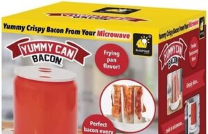 Review of BulbHead AS-SEEN-ON-TV Make Yummy, Crispy, HEALTHY Bacon in Your Microwave, Splatter-Proof & Mess-Free Design, Pour the Grease Right Out, Easy-to-Clean, 6 IN, Red