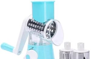 Review of ROTARY CHEESE GRATER (BLUE) 3 In 1 Multi Purpose Kitchen Manual Food Vegetable Grater Slicer Potato Cheese Grater With Handle Rotary Tabletop Drum Grater, Mandoline Slicer Food Grinder.