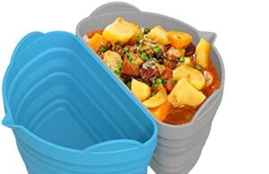 Review of KVIFIVK Slow cooker divider. Silicone Pot Liner for 6-8QT POTS Reusable Leakproof BPA Free Dishwasher Washable Blue + gray.