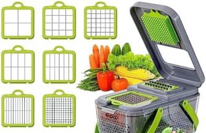 Review of 22 pieces Vegetable Chopper – Salad type vegetable slicer and cutter is spiralized in food this mandolin can chop onion type by hand also all kinds of fruits and vegetables in excellent for chef