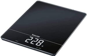 Review of Beurer KS34 Digital Kitchen Scale – Precise Scale for Food Ounces and Grams, 33lbs Capacity, XL Weighing Platform for Meal Prep, Magic Display, Tare Function – Batteries Included – Black Glass