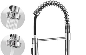 Review of VOTON Kitchen Faucets with Pull Out Sprayer Commercial Spring Sink Faucet Stainless Steel Chrome Pull Down Single Handle Farmhouse faucets with Deck Plate for Camper Laundry Utility Rv Wet Bar