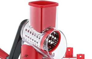 Review of Cheese Grater Rotary, Rotary Grater for Kitchen, Kitchen Grater Vegetable Slicer with 3 Drum Blades, Fast Cutting Cheese Shredder for Vegetables and Nuts