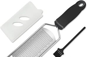 Review of ISZW Professional Cheese Graters for Kitchen Stainless Steel Handheld, Metal Lemon Zester Grater With Handle For Cheese, Chocolate, Spices, Kitchen Gadgets And Tools, Soft Grip Handle, Black