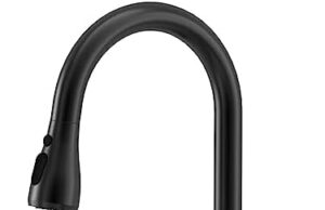 Review of Matte Black Kitchen Faucet with Pull Down Sprayer and Soap Dispenser, DAYONE Single Handle High Arc Stainless Steel Kitchen Faucet Tap, with Escutcheon & 3 Functions, DAY-APS257MB