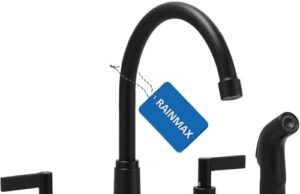 Review of KINFAUCET Modern 2 Handle Kitchen Sink Faucet with Side Sprayer, High Arc 360 Swivel Stainless Steel 3 or 4 Hole Kitchen Faucet for Rv Camper Laundry Utility Bar Sinks, Matte Black