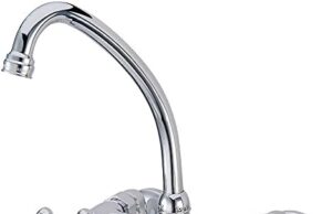 Review of Kingston Brass KS214M High Arch Spout for Wall Mount Kitchen Faucet with Metal Cross Handle, Polished Chrome,6-5/8 inch spout reach